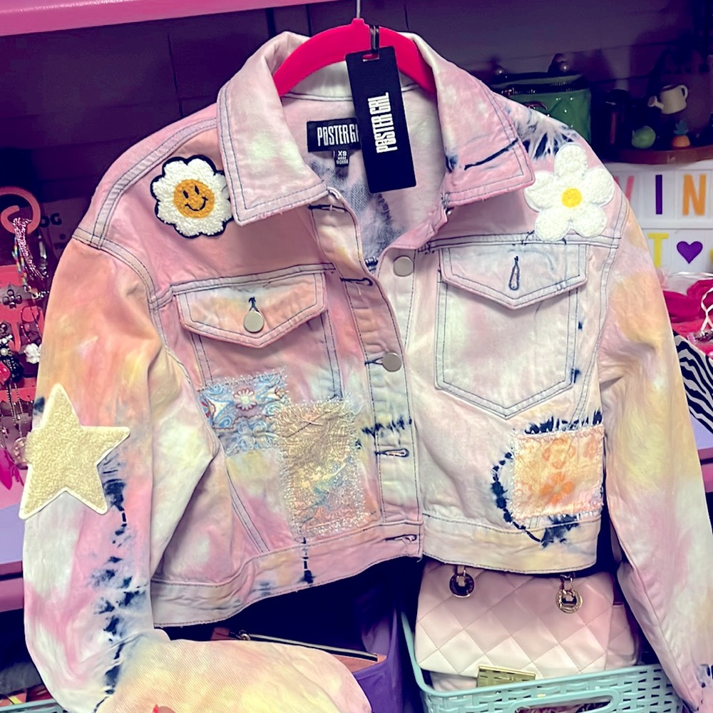 Dolls Kill Poster Girl BNWT tye die jean jacket never worn! So cute! Size XS!